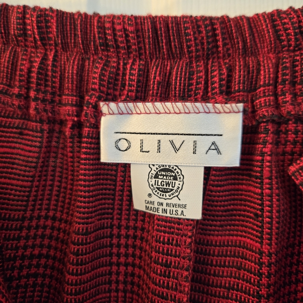 Vintage Olivia Red Plaid Midi Pencil Skirt NWT - Picture 2 of 8